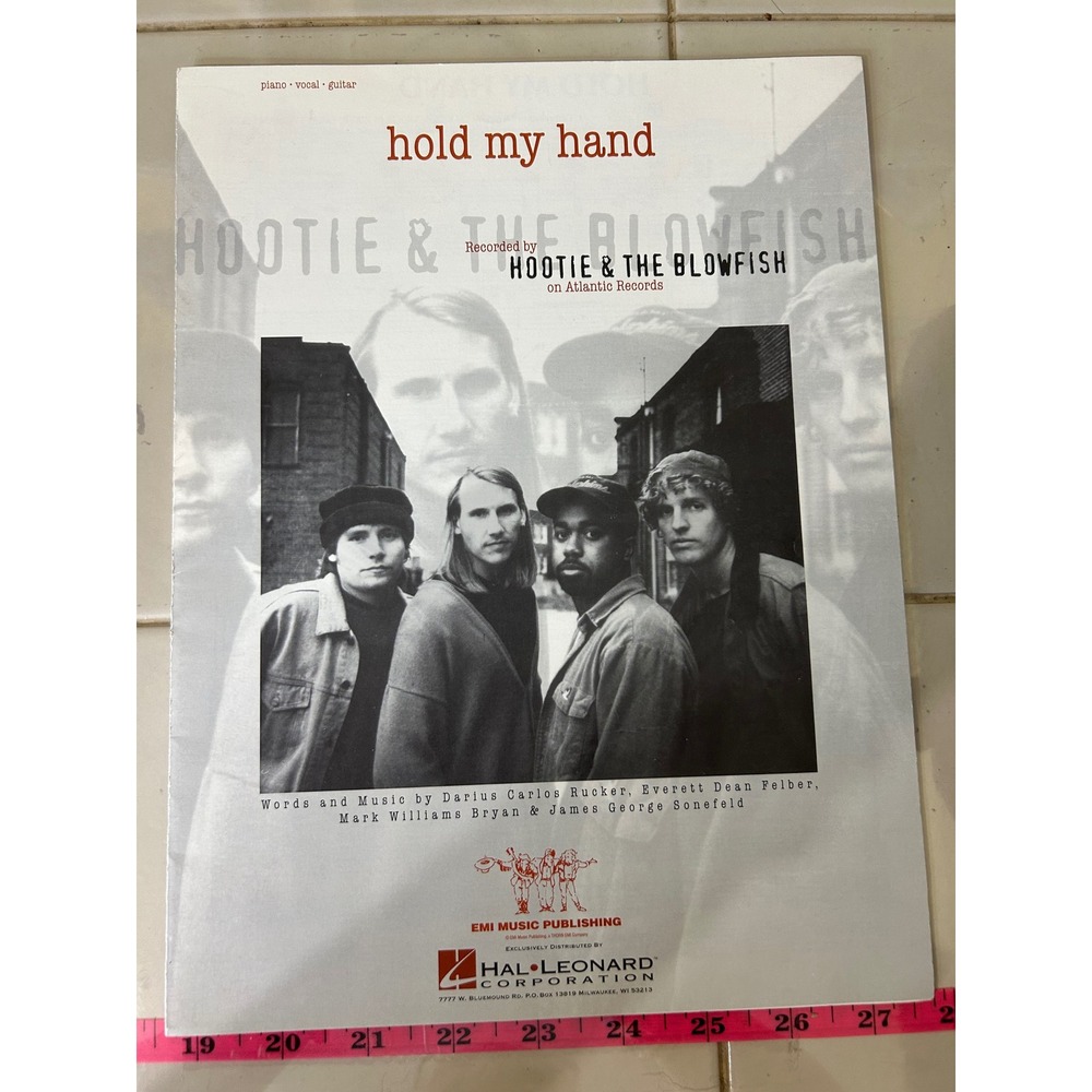 Hootie &‎ the Blowfish Hold My Hand Sheet Music Piano Vocal Guitar 1994 Vintage
